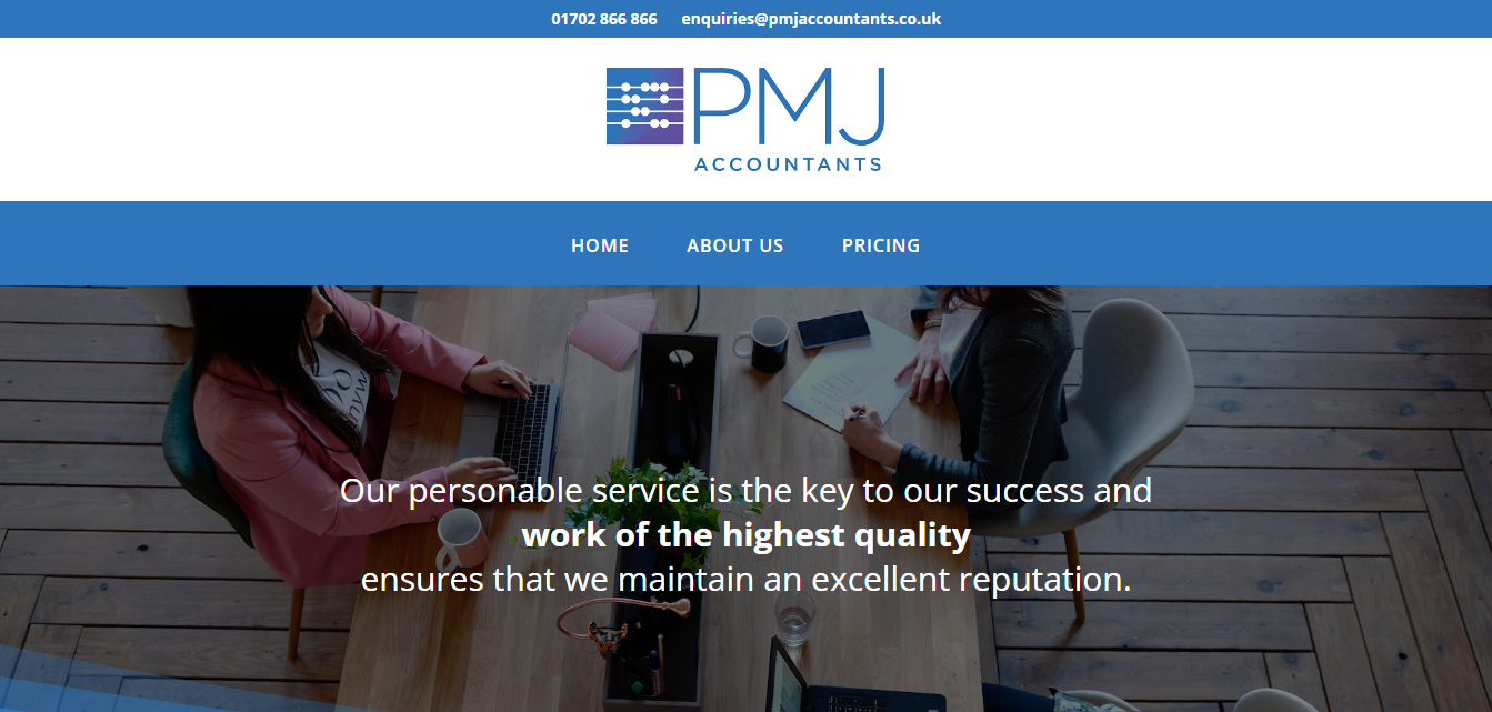 PMJ Accountants website screenshot